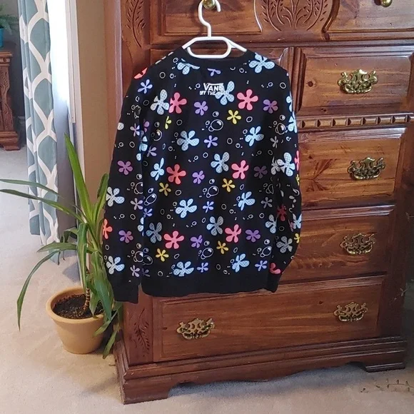 🌻Vans/Sponge Bob Women's Floral Neon Sweatshirt Size XS - Picture 5 of 9